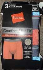 Hanes ~ 3-Pair Mens Boxer Briefs Underwear Nylon Blend Breathable Stretch ~ 3XL