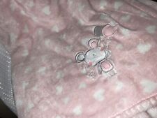 Primark Early Days Pink mouse Comforter Pram Blankie Blanket hearts and balloons