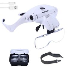 LED Head Magnifier Rechargeable Hands Free Headband Magnifying Glass with 2 Led