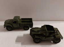 Dinky Toys military vehicles army 1 ton cargo truck & scout car repainted ,