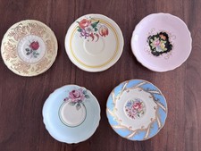 5 Paragon Mismatched Saucers with Roses Vintage English Bone China RARE FIND