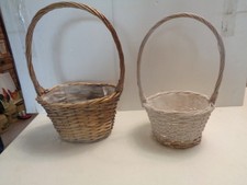 Two Wicker Woven Long Handled
