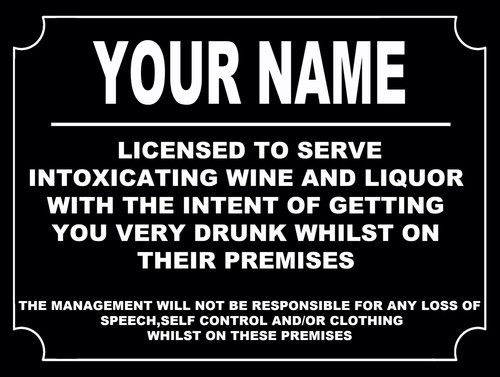 Funny personalised bar sign - bar,