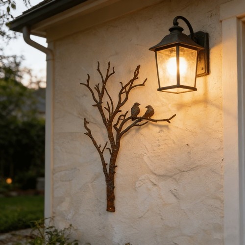 Vintage rust bare tree birds - vintage,