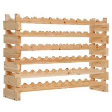 Wooden 72 Bottle Wine Rack Freestanding Strong Large Stand Natural Big Shelves