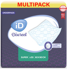 iD Discree Discreet Super Incontinence Underpads | 60cm x 90cm | 4 Packs of 30