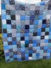 Patchwork Quilt Handmade Blue