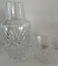 Vintage Harrods Crystal Water Carafe Decanter Jug And Glass