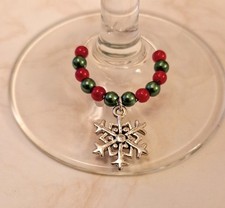 Christmas winter theme wine glass charms in sets of 4, 6 and 8, choose design