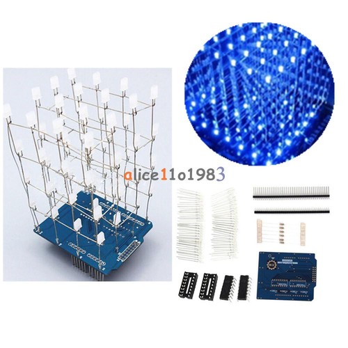 4x4x4 light cube kit - light, blue