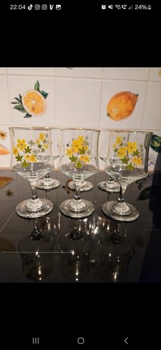 Six vintage dema sherry floral - vintage,