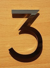 4"/10cm floating house/front door numbers mirror finish 3mm stainless steel