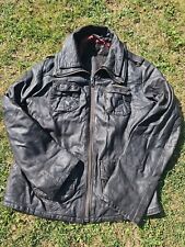 Superdry Distressed Leather Jacket Size Large