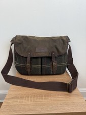 Barbour Tarras Bag Wax Tartan Wool Tweed Large Satchel Messenger Biker Utility