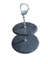 Black Slate 2 Tier Afternoon Tea Stand Cake Food Display
