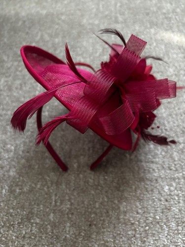 Burgundy sinamay fascinator - sinamay,