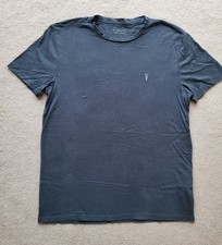 Men's All Saints Petrol Blue T-Shirt Top Size Medium