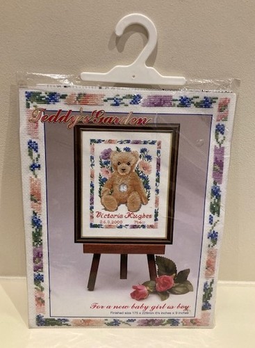 Teddy garden cross stitch - "teddy's, garden"