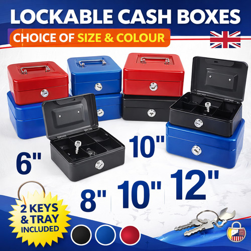 Cash box metal lockable money - box,