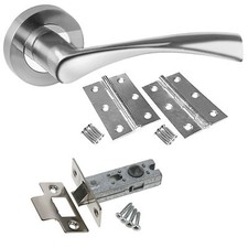 Astrid Chrome Lever Door Handle Set – Internal Latch Lock Bathroom Door Handles