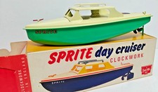Sutcliffe Sprite Tinplate Toy Boat, Clockwork Day Cruiser – Original Box working