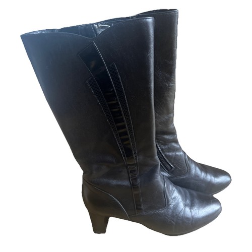 Vintage boots black leather - vintage, uk