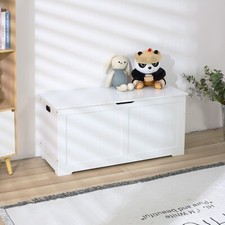 Children's Wooden Toy Box Chest Kids Storage Bench Flip Top Lid & Safety Hinges