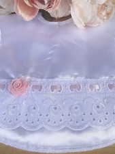 Baby Satin Bib White Pink