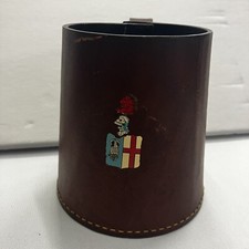 Leather Tankard Real Hide Insert Casing Made In England Painted Knight