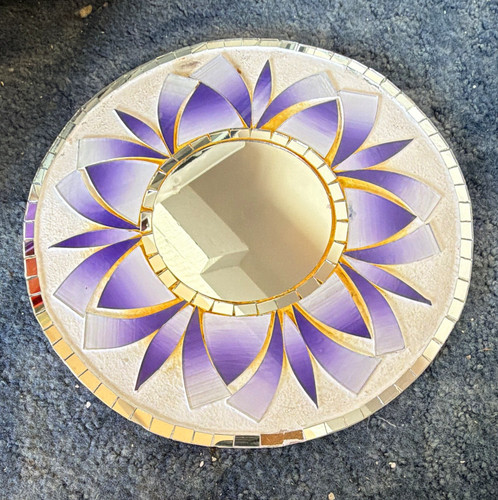 Round purple floral mosaic - purple,