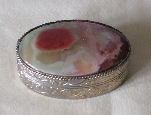Vintage white metal hinged