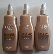 3 x Avon Care Sun+ Bronze Tanning Oil Spray With Vit E & Coconut Oil Face & Body