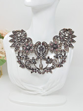 Zara Vintage-Style Filigree & Pink Rhinestone Collar Statement Necklace