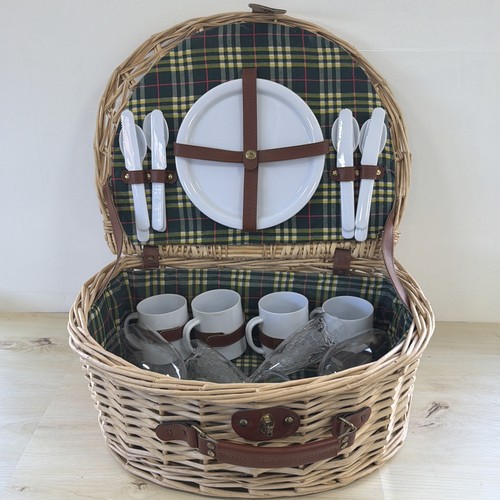 Vintage picnic basket - basket, person