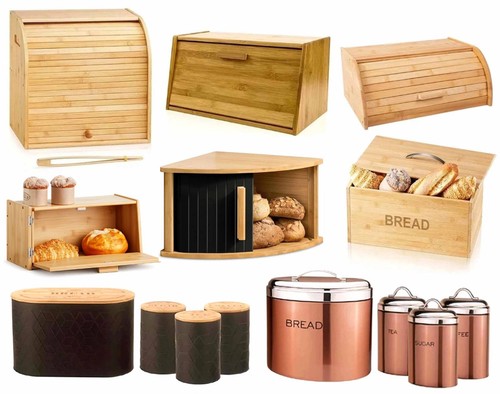 Bamboo wooden bread bin lift - bamboo,