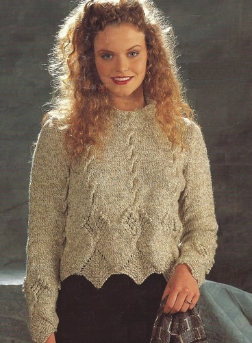 Ladies scalloped edge sweater - scalloped,