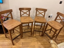 4 x IKEA INGOLF BAR STOOLS WITH BACKS used