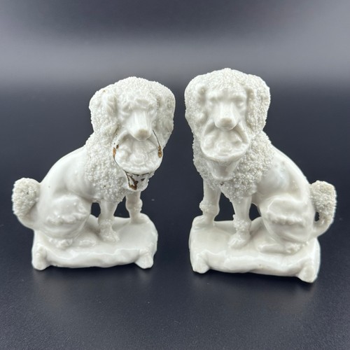 Pair antique porcelain spaniel - pair,