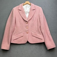 HOBBS Tweed Jacket UK 14 Pink Hackness Wool Tailored Hacking Blake Preppy