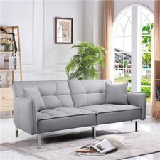 Modern Fabric Sofa Bed 3 Seater Click Clack Living Room Recliner Couch Sofa Grey