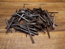 100 + ANTIQUE- NEW OLD STOCK, 2 1/4" LONG SQUARE CUT STEEL NAILS RUSTY