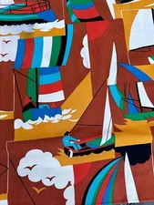 Hobie Cat 1970's 80’s Sailboat Mid Century Novelty NBarkcloth Era Vintage Fabric