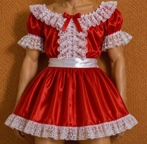 Adult baby sissy red - sissy, satin