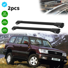For Toyota Land Cruiser J100/Amazon 1998-2007 Roof Rack Cross Bars Black Pair