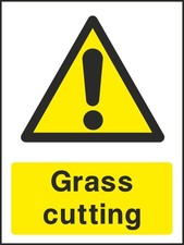 Grass Cutting Sign Stickers Caution Warning [V-COUN028]