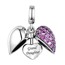 💖 Grand Daughter Charm Genuine 925 Sterling Silver Love Heart I Love You 