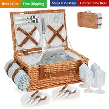Wicker Picnic Basket Set for 4