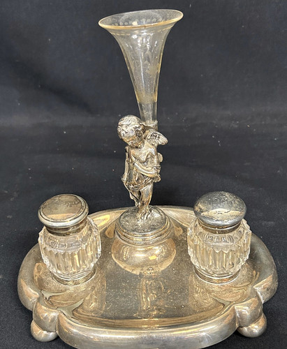 Silverplated epergne with - silverplated,