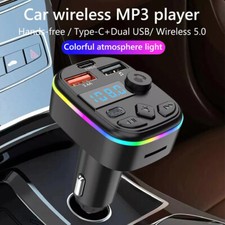 Wireless Dual USB Type C FM Transmitter MP3 Player Car Phone Charger Universal