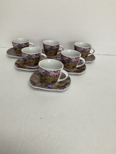 6 x Vintage Chinese Coffee Cup And Saucer Set - Made In China